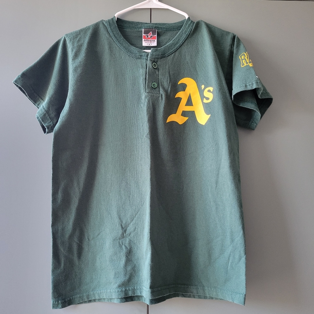 Vintage 90s Oakland A's Henley tshirt. Men's small. Used, good condition